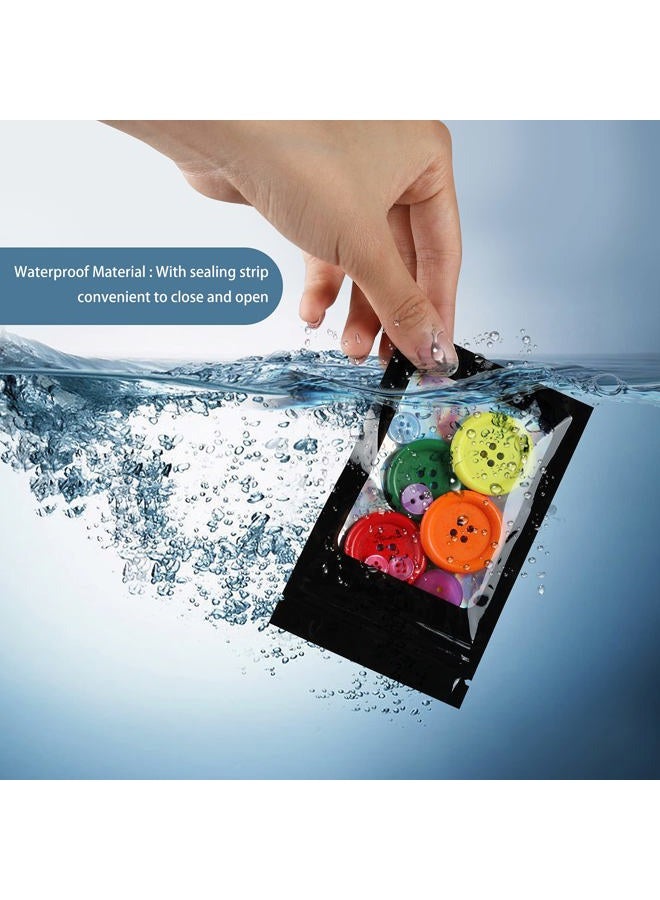 AMCEMIC 120 PCS Smell Proof Mylar Bags Resealable Holographic Packaging Pouch with Clear Window for Food Eyelash Jewelry Candy Electronics Storage, 4 Sizes (Black) (BLACK) - Image 4