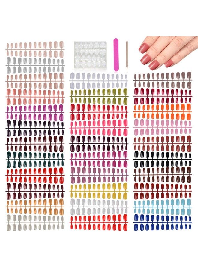 EBANKU 769Pcs Assorted Colored Fake Nails Medium Length Press On Nails Ebanku 32 Colors Fake Nails Short Square French False Full Nail Tips Acrylic Nail For Women Girl - Image 2