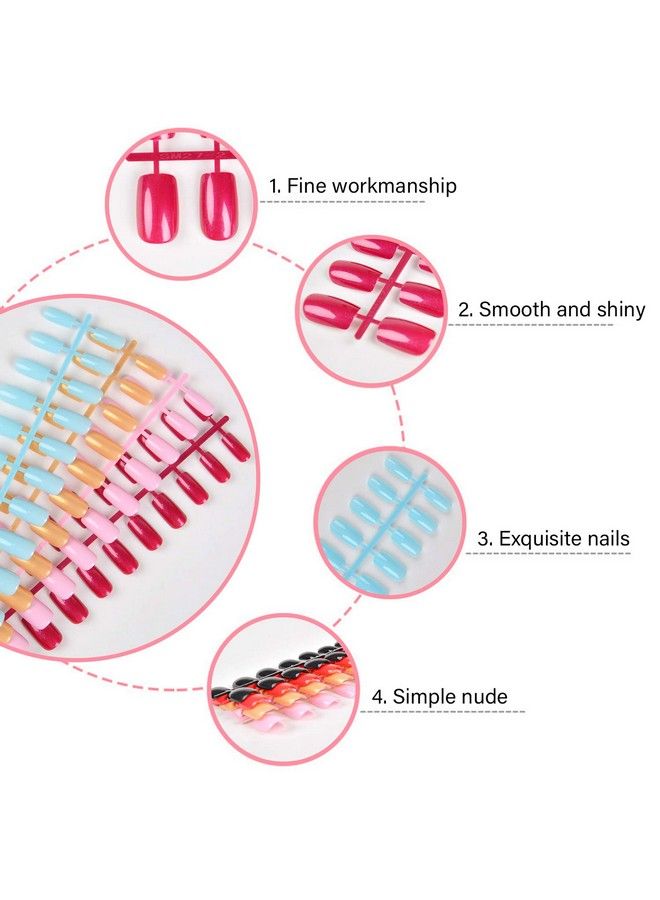 EBANKU 769Pcs Assorted Colored Fake Nails Medium Length Press On Nails Ebanku 32 Colors Fake Nails Short Square French False Full Nail Tips Acrylic Nail For Women Girl - Image 4