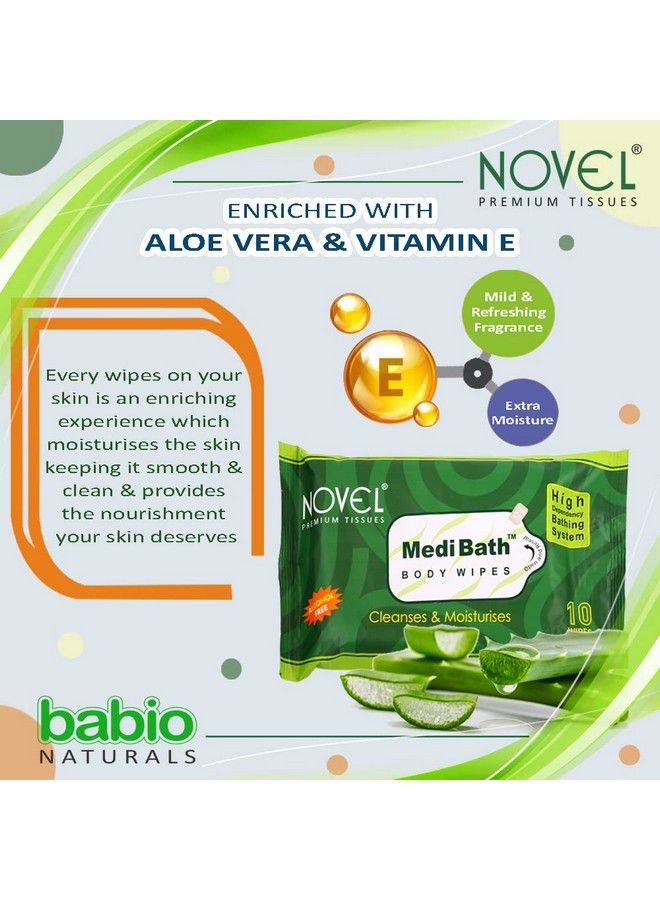 Novel Medi Bath Antiseptic Agent And Aqua Glycerine Adult Body Wipes 10"S Alovera (Pack Of 8/8 Wipes) - Image 4