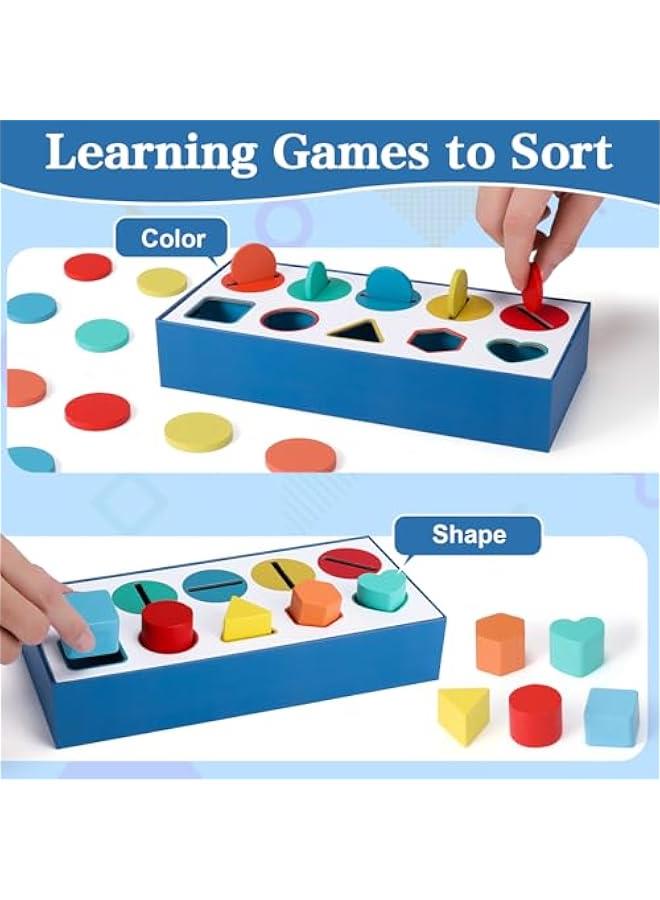 Shapes and Colors Sorting Toy for Toddlers 1-3,Kids Learn Color Discovery Boxes Shape Sorters Preschool Classroom Must Haves Sensory Toys,Color Matching Learning Activities Games - Image 3