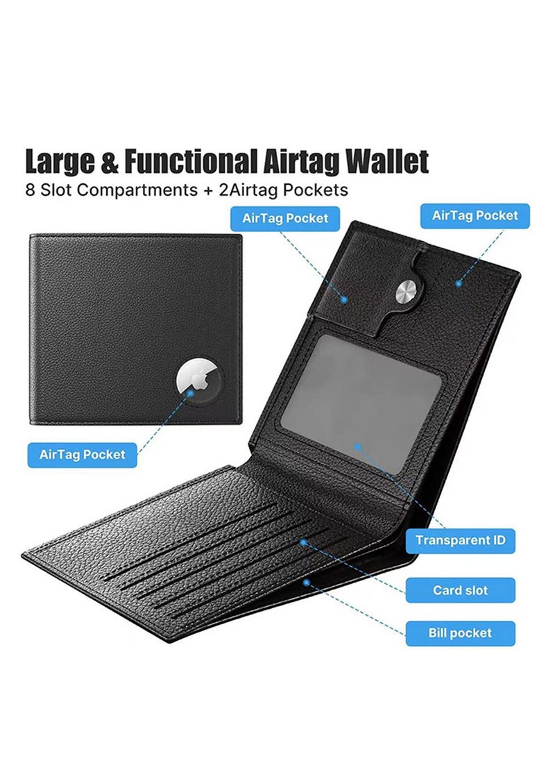 Generic - Men's RFID Blocking Bi-Fold Wallet with Money Clip, Slim Front Pocket Design, ID Window, Card Holder, and Airtag Compatibility - Black Wallet for Men and Women. - Image 1