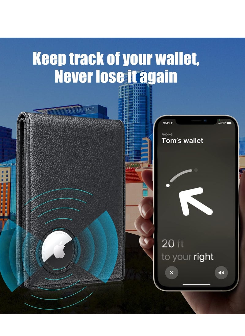 Generic - Men's RFID Blocking Bi-Fold Wallet with Money Clip, Slim Front Pocket Design, ID Window, Card Holder, and Airtag Compatibility - Black Wallet for Men and Women. - Image 1