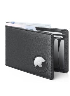 Men's RFID Blocking Bi-Fold Wallet with Money Clip, Slim Front Pocket Design, ID Window, Card Holder, and Airtag Compatibility - Black Wallet for Men and Women.