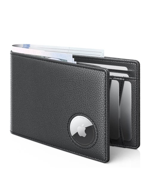 Men's RFID Blocking Bi-Fold Wallet with Money Clip, Slim Front Pocket Design, ID Window, Card Holder, and Airtag Compatibility - Black Wallet for Men and Women.