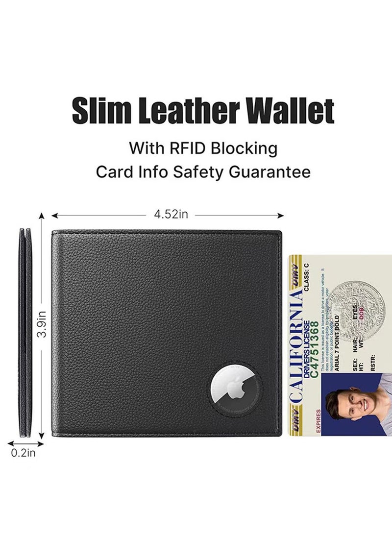 Generic - Men's RFID Blocking Bi-Fold Wallet with Money Clip, Slim Front Pocket Design, ID Window, Card Holder, and Airtag Compatibility - Black Wallet for Men and Women. - Image 1