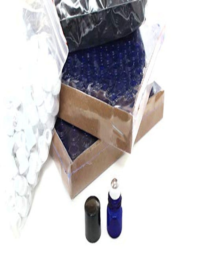HS HEALTHY SOLUTIONS GLASSWARE COBALT BLUE 1ml Glass Micro Mini Roll on Roller Bottles with Stainless Steel Roller Balls and Flat Black Caps 144 each. - Image 3