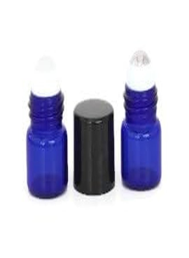 HS HEALTHY SOLUTIONS GLASSWARE COBALT BLUE 1ml Glass Micro Mini Roll on Roller Bottles with Stainless Steel Roller Balls and Flat Black Caps 144 each. - Image 5