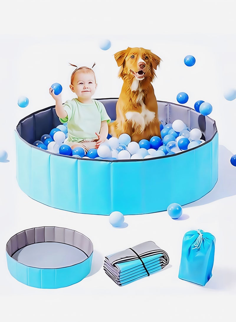 Foldable Double Layer Oxford Cloth Kids Ball Pit, Play Ball Pool with Storage Bag (Balls Not Included) Playpen for Baby Toddlers (100cm, Medium, Blue)