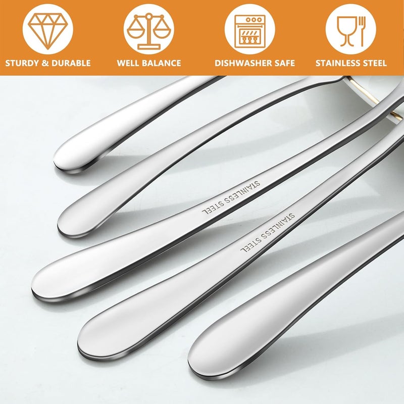 BEWOS Serving Utensils, 20-Piece Large Serving set, Serving Spoons, Slotted Spoons, Serving Tongs & Forks, Cake Server, Butter Knife, Stainless Steel Serving Utensils Set for Parties, Dishwasher Safe - Image 4