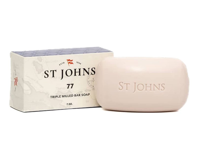 No 77 Luxury Soap Bar for Men by St Johns 3X Triple Mille Bath Body Shower Soap Bar 7 Oz Premium Creamy Scented Lather Best smelling selling soap bar for guys Olive Oil Glycerine Vitamin E