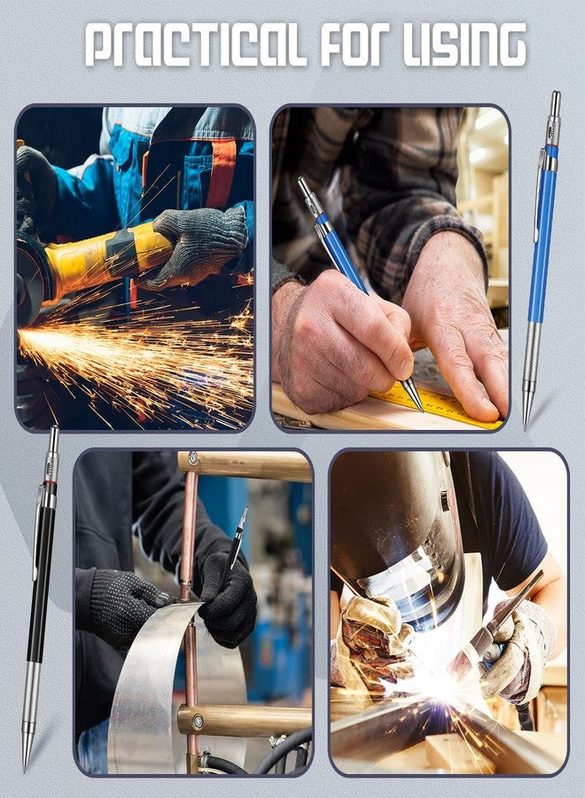 Nezyo 12 Pieces Welder Pencil with 108 Pieces Round Refills Mechanical Metal Pencil Marker with Built in Sharpener Pen for Construction Workers, Metal Work, Plumbers, Framers - Image 5