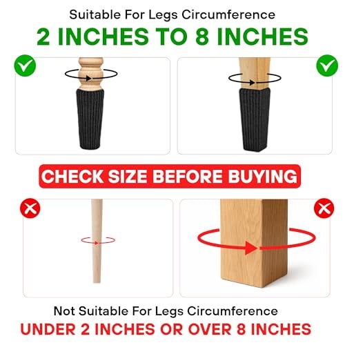 IAMZAY 16/24/32 Pcs Black Chair Leg Socks – Premium Furniture Protectors for Hardwood Floors, Non-Slip & High Elastic Fit, Easy-to-Install Bar Stool Covers & Floor Pads - Image 2