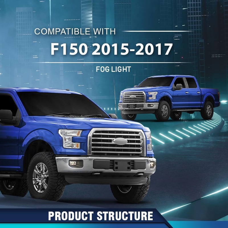 PIT66 Front Bumper Fog Lights for 2015-2017 Ford F150 - Clear Lens Driving Lamps - Image 2