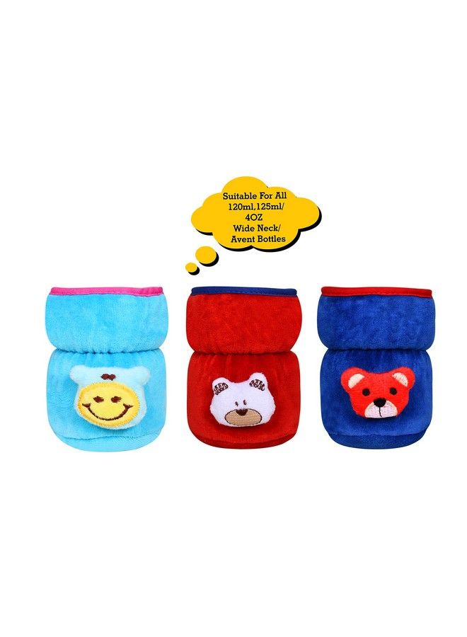 The Little Lookers Bottle Cover For Philips Avent;Wide Neck Feeders Soft Plush Stretchable Baby Feeding Bottle Cover With Easy To Hold Strap (Blue Red & Royal Blue Wide Neck 125Ml;4Oz)