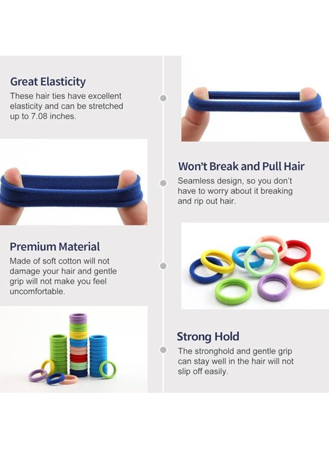 100 PCS Hair Ties, Soft Seamless Hair Bands for Thick Thin Hair, Ponytail Holders, Elastic Hair Ties for Women, Men, Girls, No Cease Nylon Hair Ties, No Damage Hair Accessories - Image 3