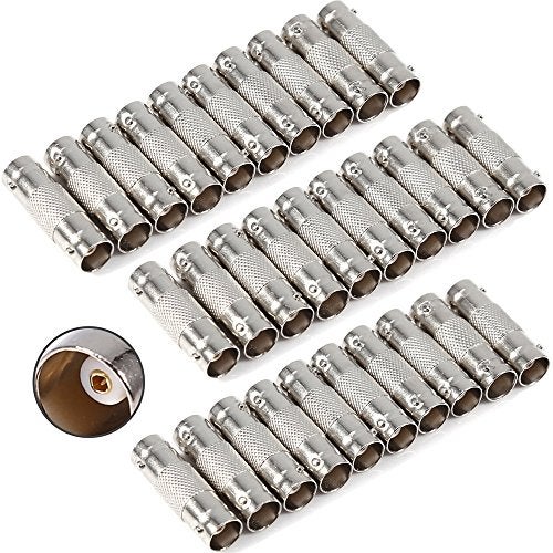 exgoofit BNC Connector Pack 30pcs BNC Female to Female Straight Coupler Adapter for CCTV Camera Survelliance System - Image 1