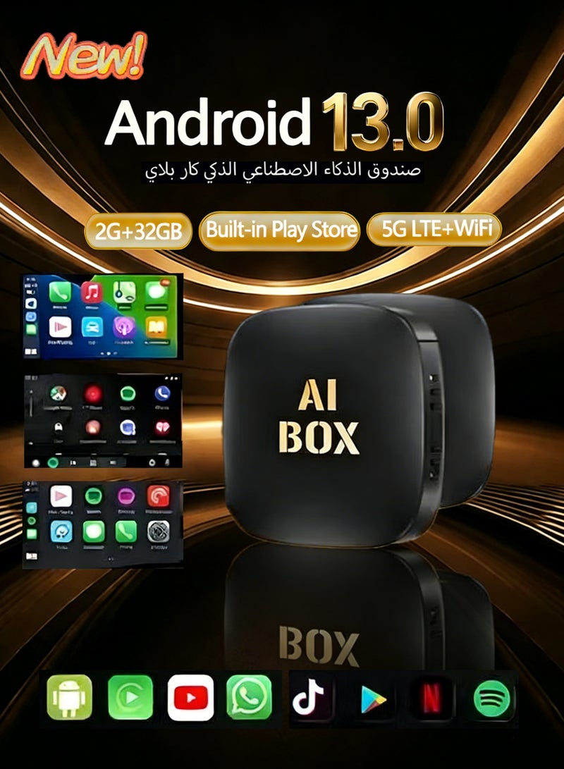 Makrystorm Wireless CarPlay Adapter Supports YouTube, Netflix & More Wired CarPlay to Wireless Dongle, AI Box CarPlay 2 in 1 Wireless AI Box Plug & Play - Image 1