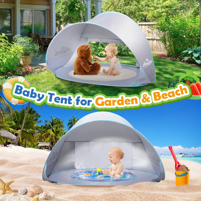 Monobeach Baby Beach Tent Pop Up Portable Shade Pool UPF50+ UV Protection Sun Shelter for Infant with Easy Set Up Canopy (Silver Beach Tent) - Image 5