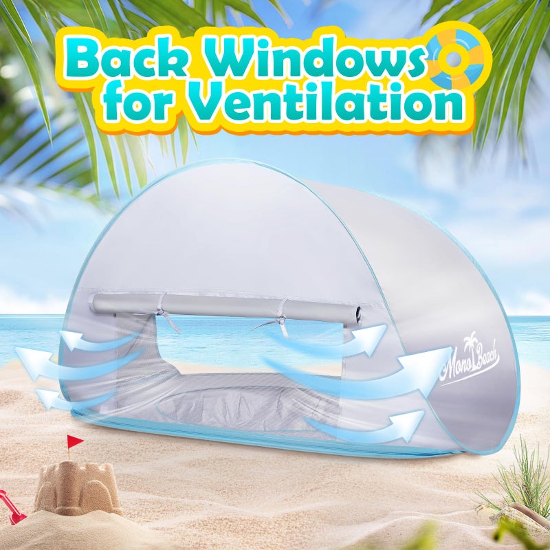 Monobeach Baby Beach Tent Pop Up Portable Shade Pool UPF50+ UV Protection Sun Shelter for Infant with Easy Set Up Canopy (Silver Beach Tent) - Image 3