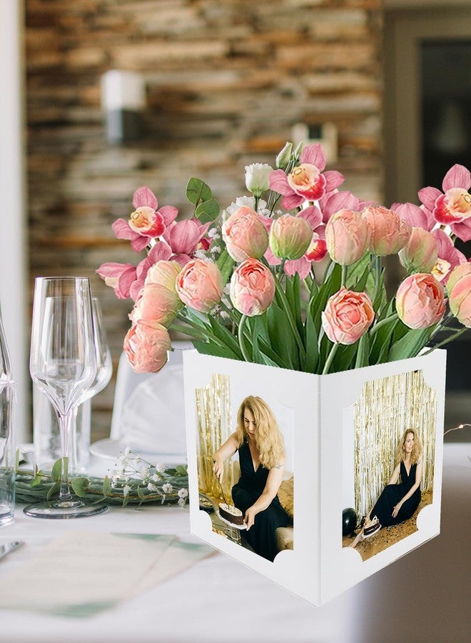 catin 8pcs Photo Centerpiece for Table 6 Inch Photo Frame Box Centerpiece for Birthday Wedding Graduation Party Decoration, White - Image 3