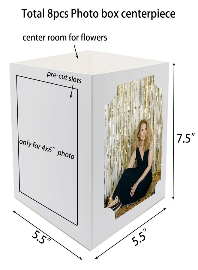 catin 8pcs Photo Centerpiece for Table 6 Inch Photo Frame Box Centerpiece for Birthday Wedding Graduation Party Decoration, White - Image 4