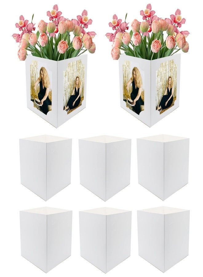 catin 8pcs Photo Centerpiece for Table 6 Inch Photo Frame Box Centerpiece for Birthday Wedding Graduation Party Decoration, White - Image 2