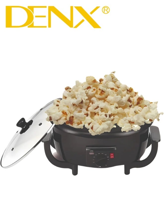 Denx DENX DX3422 Electric Coffee Roaster and Popcorn Maker – 800W Power, 2L Capacity with Transparent Glass Lid and Adjustable Temperature Control – Ideal for Home Roasting of Coffee Beans, Making Popcorn and Nuts with Ease  - Image 2