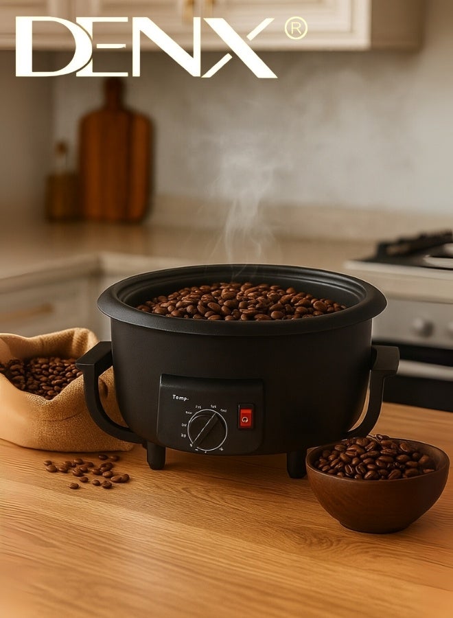 Denx DENX DX3422 Electric Coffee Roaster and Popcorn Maker – 800W Power, 2L Capacity with Transparent Glass Lid and Adjustable Temperature Control – Ideal for Home Roasting of Coffee Beans, Making Popcorn and Nuts with Ease  - Image 4