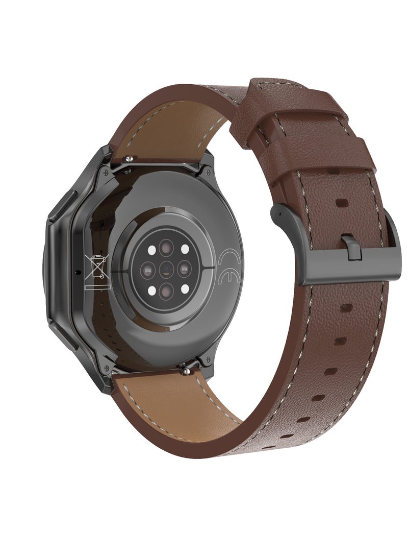 RollsTimi  Men's smart watch 1.43 AMOLED HD screen Bluetooth call activity tracker heart rate monitor IP68 waterproof compatible with Android and iOS, sports and fitness watches，Watch DT watch X Brown Belt  - Image 3