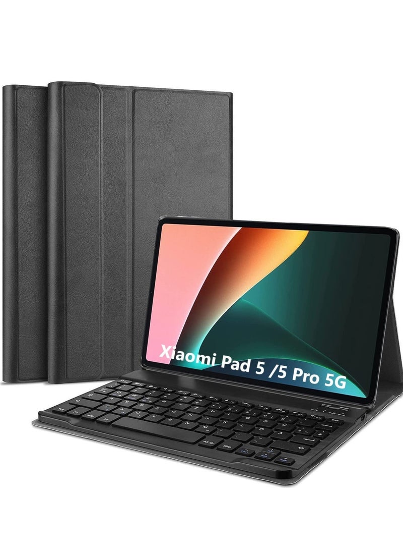 IAF Mi pad 5/Mi pad 5 Pro Case with Keyboard, Slim Mi pad 5/Mi pad 5 Pro 11inch Keyboard Case with Pen Holder Bluetooth Keyboard Cover Case for Mi pad 5/Mi Pad 5 Pro 5G 11inch (Black) - Image 1