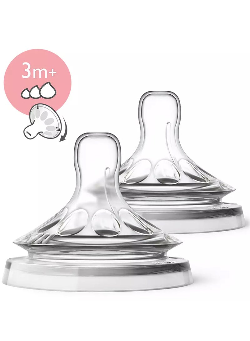 Philips Avent Pack Of 2 Natural 2.0 Feeding Bottle Teats Variable Flow For 3m+, Clear - Image 2