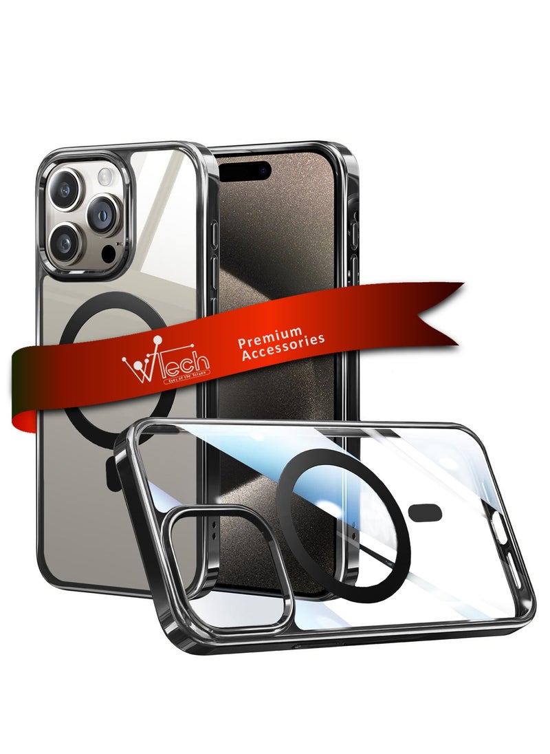 Wtech - Titanium Series Magsafe Wireless Charging Case Cover For Apple iPhone 15 Pro Max 2023 Black - Image 1
