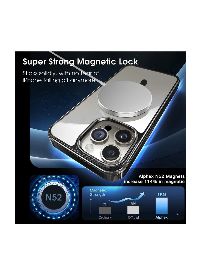 Wtech - Titanium Series Magsafe Wireless Charging Case Cover For Apple iPhone 15 Pro Max 2023 Black - Image 1