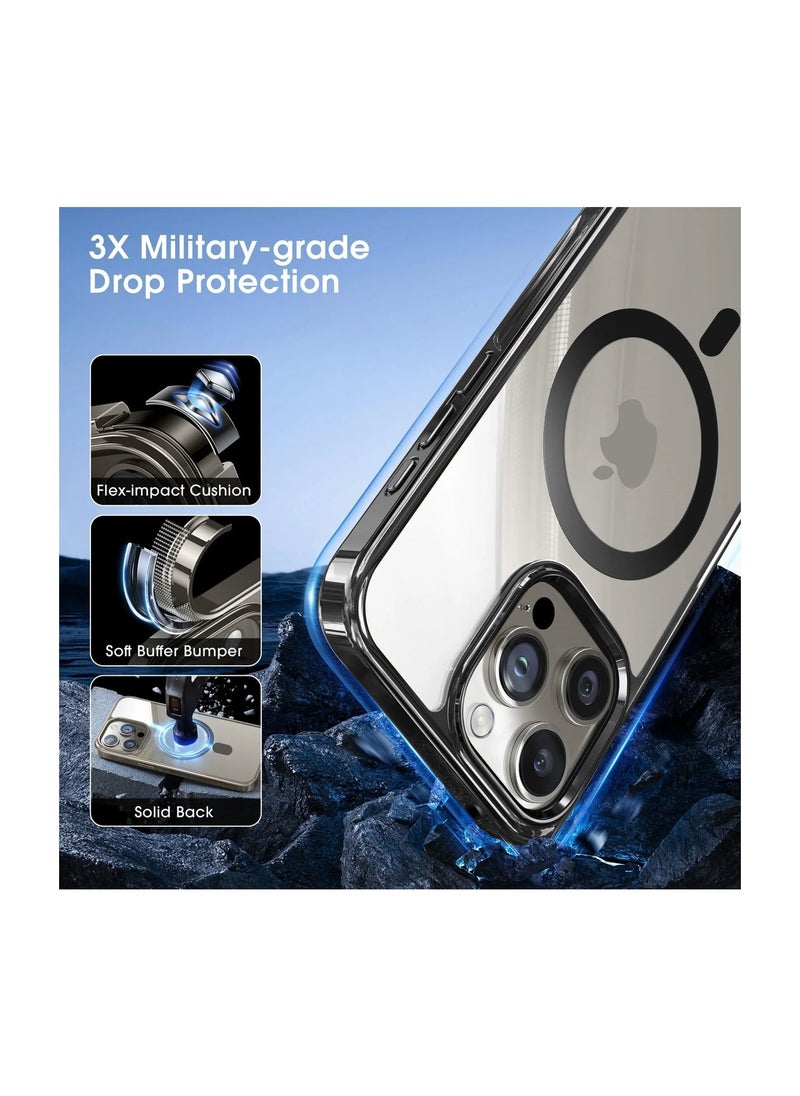 Wtech - Titanium Series Magsafe Wireless Charging Case Cover For Apple iPhone 15 Pro Max 2023 Black - Image 1