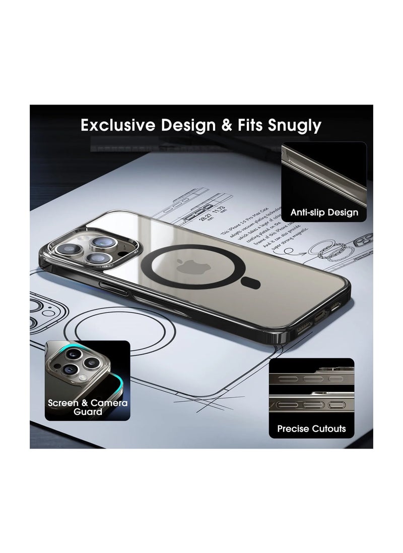 Wtech - Titanium Series Magsafe Wireless Charging Case Cover For Apple iPhone 15 Pro Max 2023 Black - Image 1
