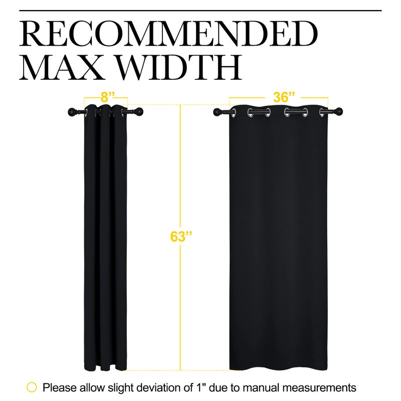 NICETOWN Pitch Black Solid Thermal Insulated Grommet Blackout Curtains/Drapes for Bedroom Window (2 Panels, 42 inches Wide by 63 inches Long, Black) - Image 3