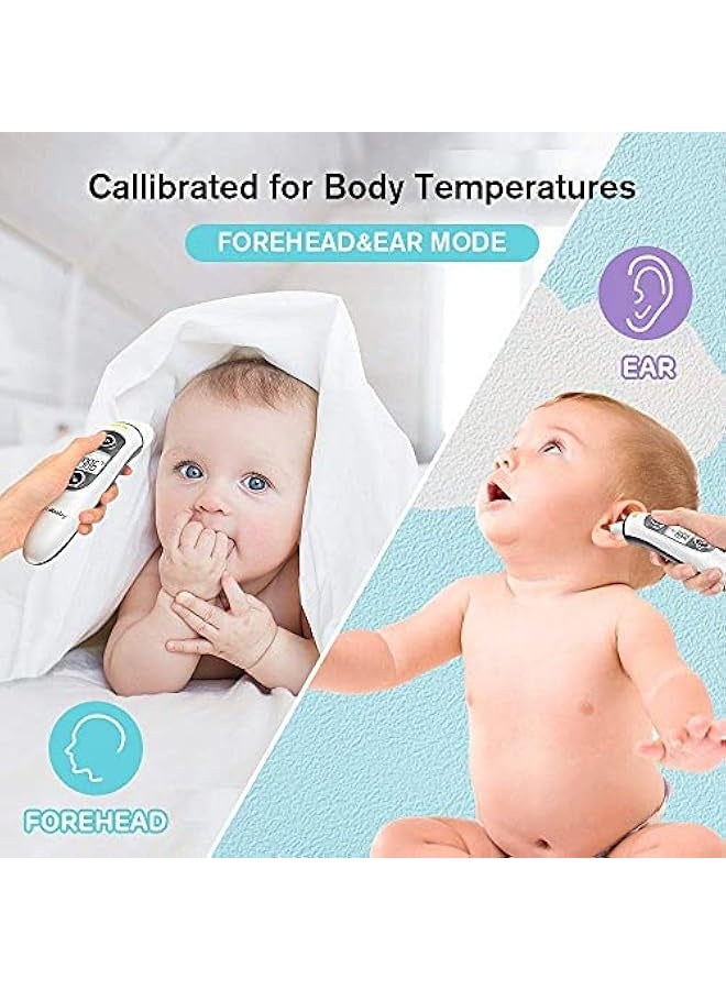 Forehead and Ear Thermometer for Adults, Kids and Baby,Touchless Digital Infrared Thermometer,with LCD Screen, Memory Recall, Fever Alarm,Auto Shutdown,White,39 * 27.3 * 160mm  - Image 2