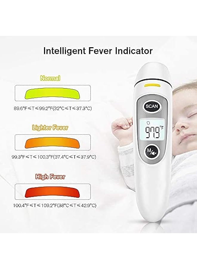 Forehead and Ear Thermometer for Adults, Kids and Baby,Touchless Digital Infrared Thermometer,with LCD Screen, Memory Recall, Fever Alarm,Auto Shutdown,White,39 * 27.3 * 160mm  - Image 3