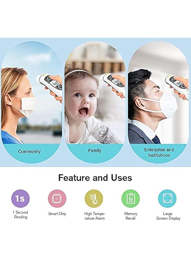 Forehead and Ear Thermometer for Adults, Kids and Baby,Touchless Digital Infrared Thermometer,with LCD Screen, Memory Recall, Fever Alarm,Auto Shutdown,White,39 * 27.3 * 160mm  - Image 4