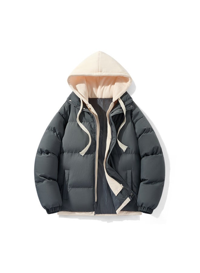 College Style Loose Fake Two-piece Cotton-padded Jacket Warm Couples Winter Students Thick Bread Coat Cotton-padded Jacket