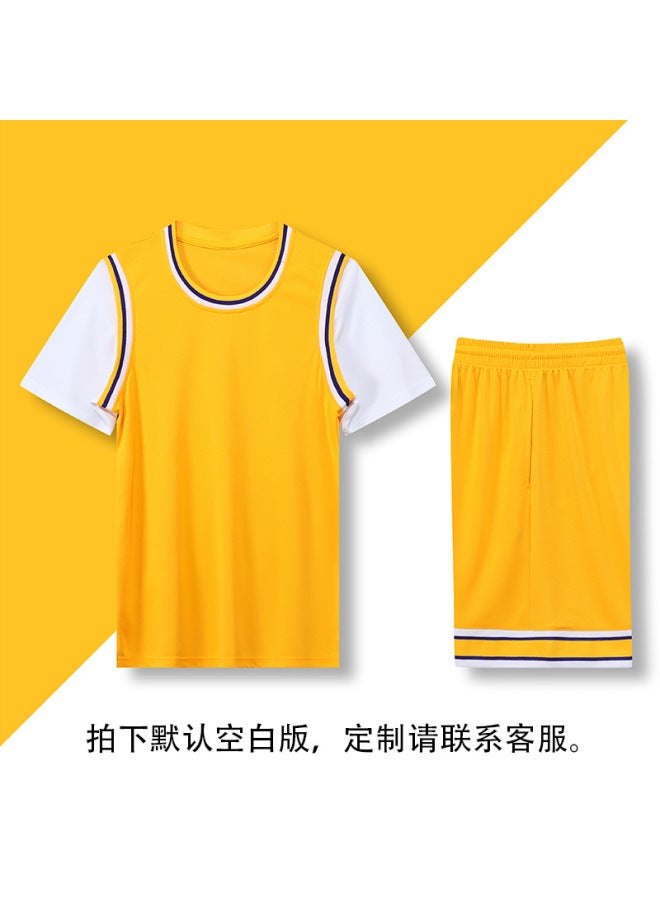 Short-sleeved Basketball Uniform Suit Men's And Women's Fake Two-piece Jersey Printing Compeion Sports Loose Training Team Uniform Trend