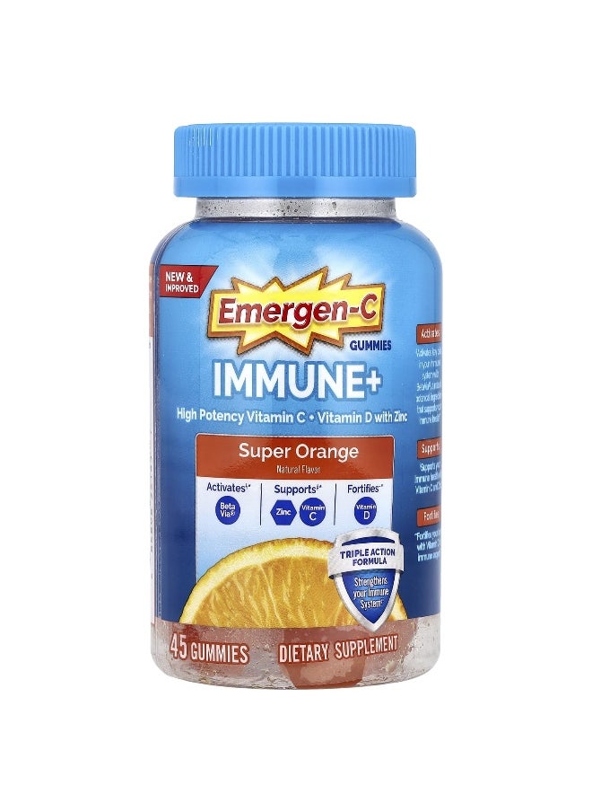 Emergen-C - Emergen-C, Immune+ Gummies, Super Orange, 45 Gummies - Image 1