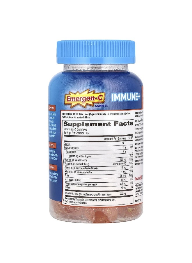 Emergen-C - Emergen-C, Immune+ Gummies, Super Orange, 45 Gummies - Image 1