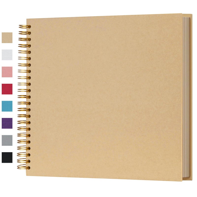 potricher 12 x 12 Inch Large DIY Scrapbook Photo Album 80 Pages Thick Kraft Blank Yellow Paper Memory Book for Wedding and Anniversary Family Yellow 12 Inch