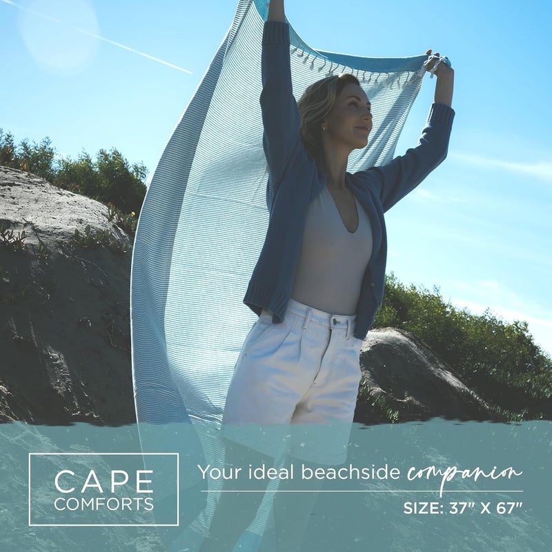 Cape Comforts Oversized Turkish Beach Towel, Diamond Dobby Aqua - 37'' x 67'' - Super Soft & Lightweight | Quick Dry Sand Free Travel Towels for Beach or Bath | Gifts - Image 2