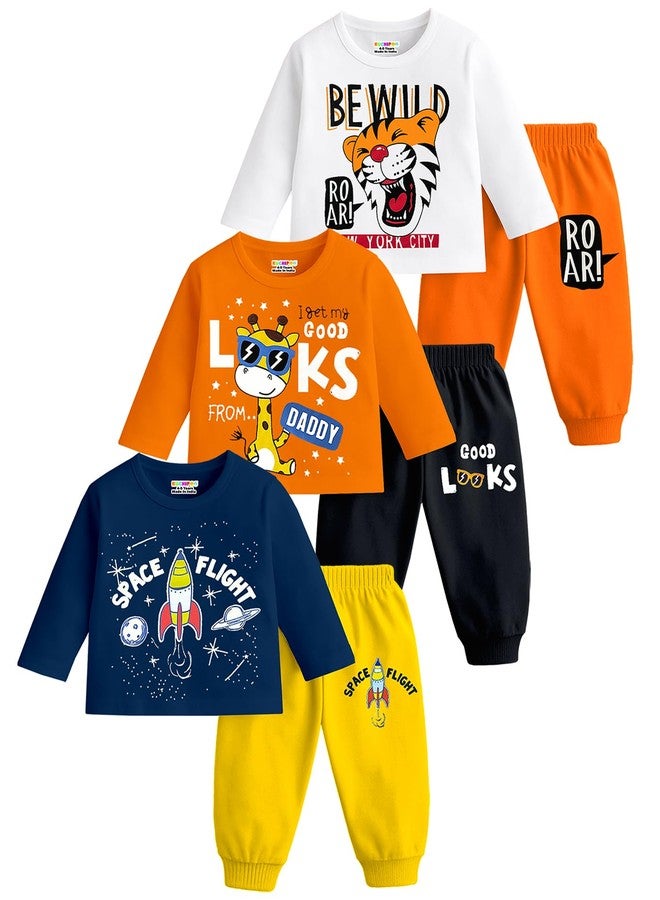 Kuchipoo Baby Boy Regular Fit Cotton T-Shirts and Pyjamas Set (KUC-PSUT-169, 12-18 Months, Multi-Colored) - Image 1