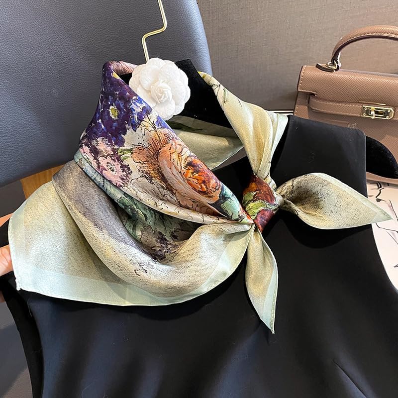 MEISEE 100% Mulberry Silk Scarfs Small Square Scarf 21" x 21" Neck Scarf Breathable Lightweight for Women Gift Packed - Image 2