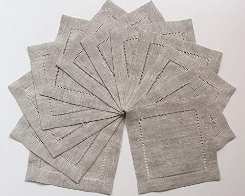 Minhcraft Natural Linen Cocktail Napkin-Set of 50-Linen Cloth Napkin Coasters-Ladder Hem Stitch-Super Value Bulk 50 Pack - Image 2