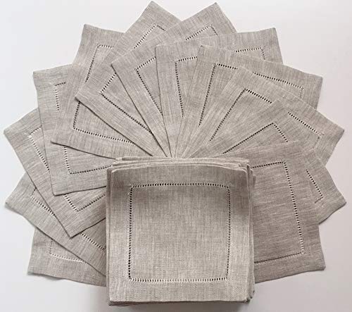 Minhcraft Natural Linen Cocktail Napkin-Set of 50-Linen Cloth Napkin Coasters-Ladder Hem Stitch-Super Value Bulk 50 Pack - Image 1